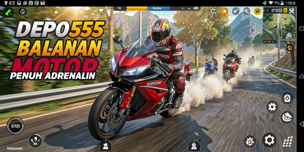 Tampak gameplay menegangkan di trek balapan motor.