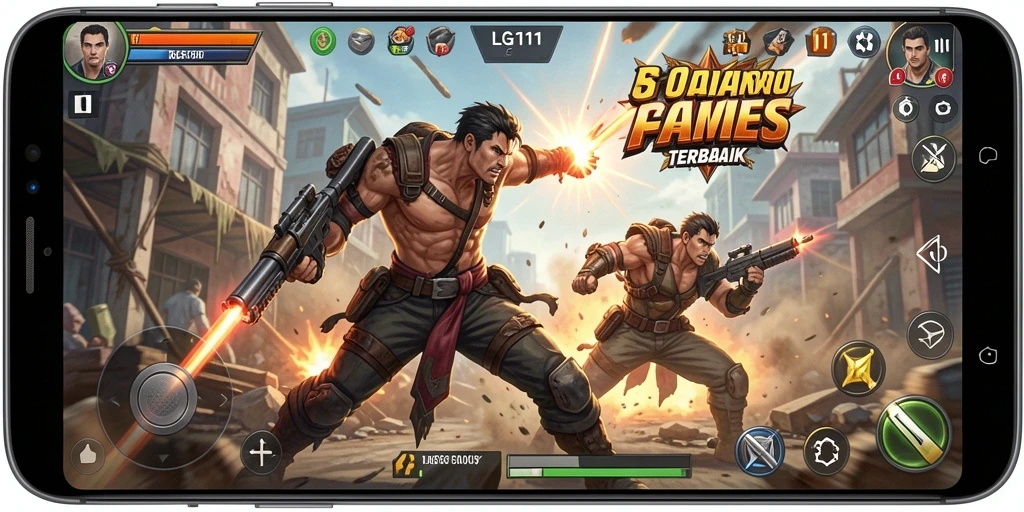 Screenshot gameplay yang menunjukkan aksi pertarungan seru dalam LG111.