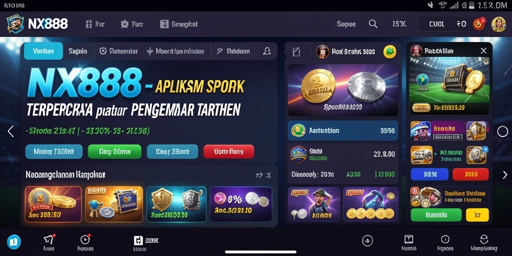 Tampilan screenshot NX888 yang menampilkan antarmuka taruhan olahraga.