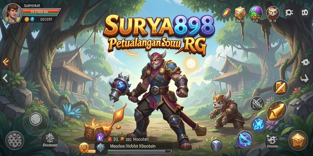 Tampilan gameplay SURYA898 yang memukau dalam pertempuran RPG.