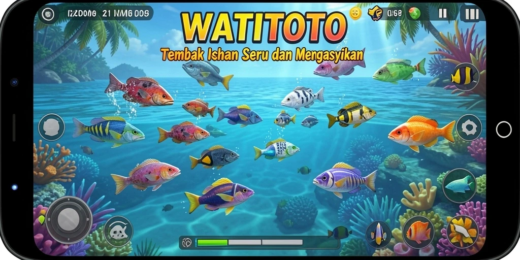 Gameplay menembak ikan yang seru dan menghibur di WATITOTO.
